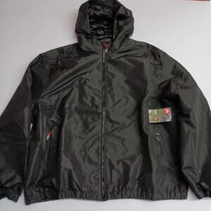 NWT Ozark Trail Windbreaker Jacket Men's Size 2XL XXL Black Zip Pockets Hooded